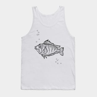 Dlack and white perch drawing Tank Top